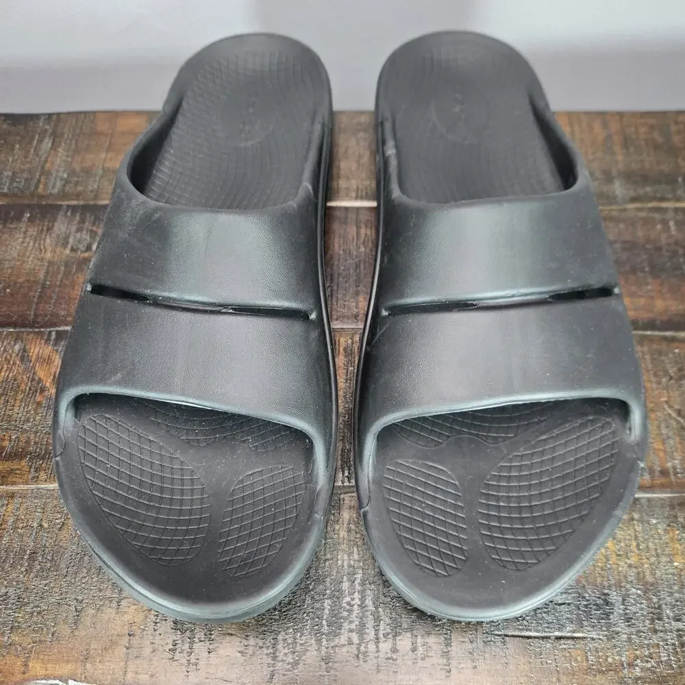 Oofos Ooahh Mens Size 12 Recovery Slip-On Comfort Flip Flops Sandals Black